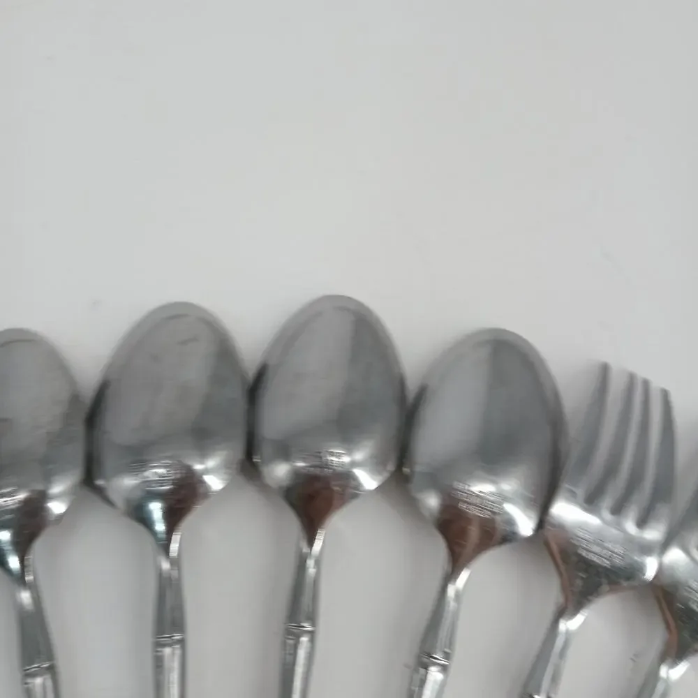 20X Set stainless flatware Bel-Pre Korea BAMBOO PATTERN Spoons Forks Knives